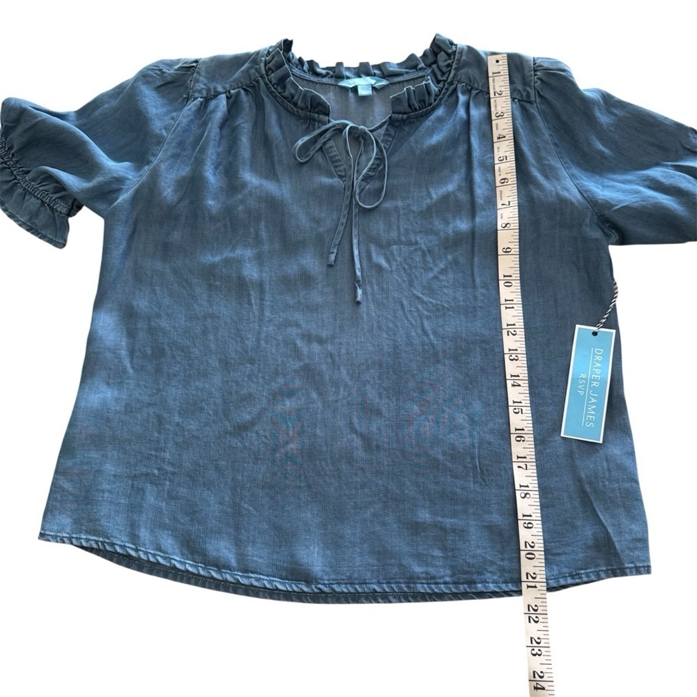 NWT Draper James Denim Ruffle Blouse Size Small - Picture 6 of 10